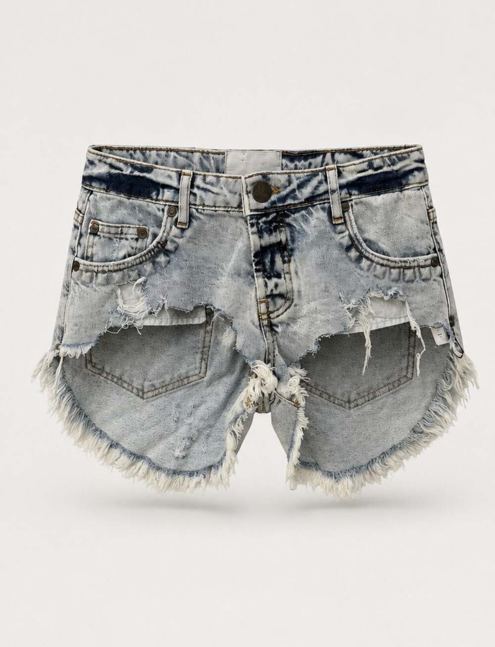 One Teaspoon Bandit Denim Shorts Size 25 Distressed Acid Wash